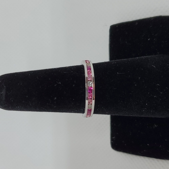 Pink sterling eternity band ring - Picture 1 of 5